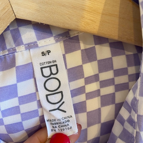 Mauve & white checked flowy pyjamas - Picture 9 of 10